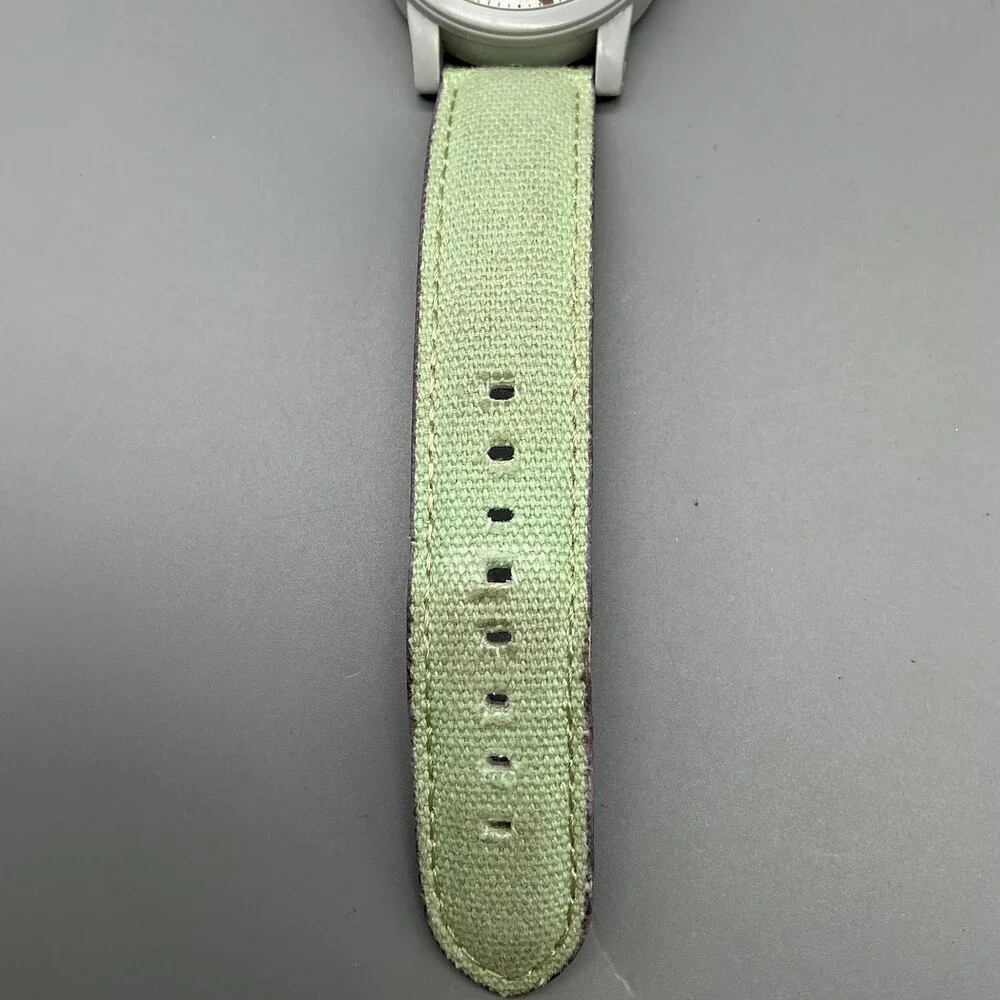 Sprout Girls Watch 38mm Owl MOP Dial Green Gray Case Canvas Strap New Battery